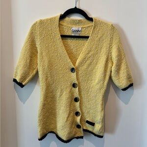 GANNI Yellow Button-Up Women's Sweater